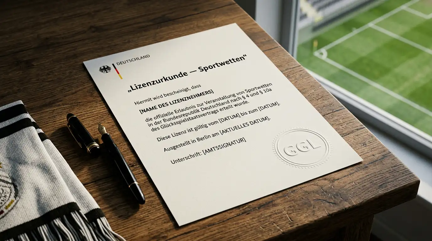 Offizielles Lizenzdokument eines deutschen Sportwettenanbieters mit GGL-Siegel