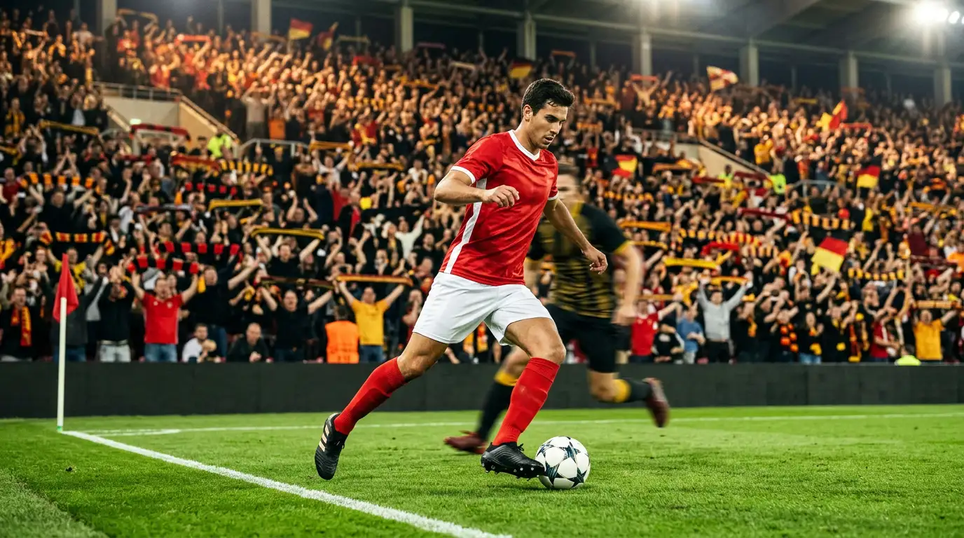 Spielszene eines deutschen Bundesliga-Klubs in einem Champions-League-Spiel auf Naturrasen