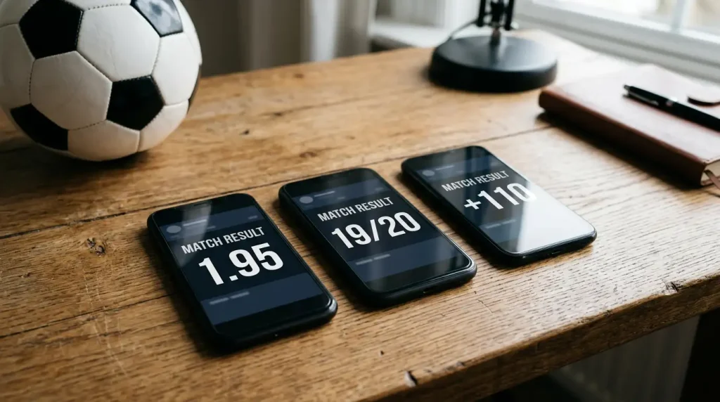 Vergleich von Dezimal-, Bruch- und American-Odds-Format in einer Champions-League-Wette